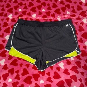 Hind Black and Neon Yellow Athletic Shorts